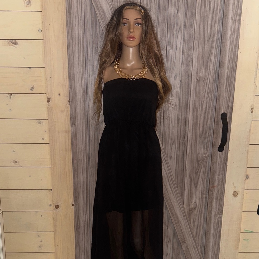Chic Strapless Black Maxi Dress